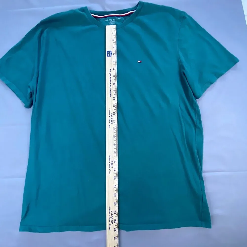 Tommy Hilfiger Mens Crew Neck Short Sleeve T-Shirt Embroidered Logo Green Size X